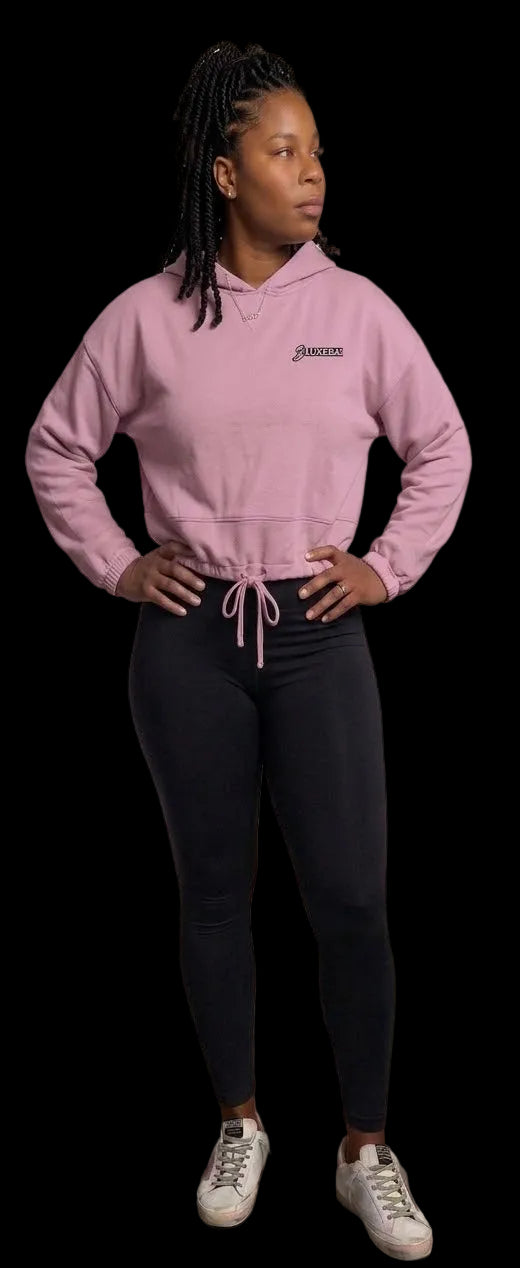 BLUXEBAE BASICS Women's Cropped Oversize Hooded Sweatshirt
